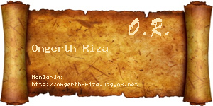 Ongerth Riza névjegykártya